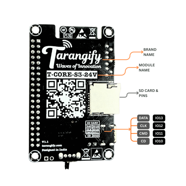 Tarangify T-CORE-S3-24V — ESP32-S3 Development Board | 5V to 28V Wide Input | SD Card | RGB LED